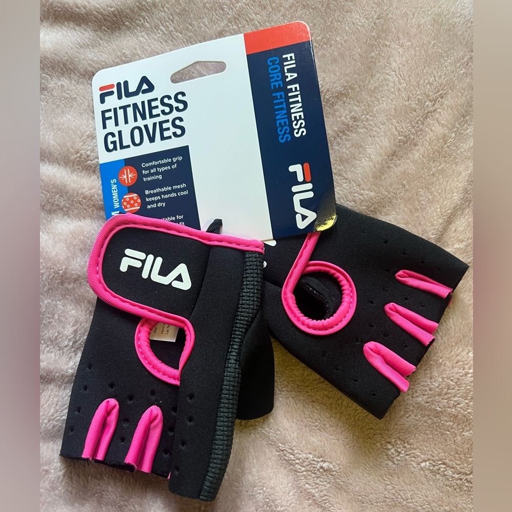 Fila Black and Pink Workout Gloves